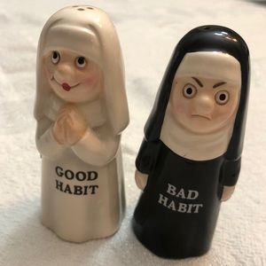 Nun Good Habit Bad Habit Salt and Pepper Shakers